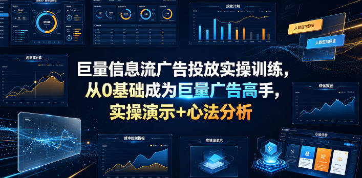 巨量信息流广告投放实操训练，从0基础成为巨量广告高手，实操演示+心法分析-shxbox省心宝盒