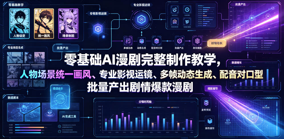 零基础AI漫剧完整制作教学，人物场景统一画风、专业影视运镜、多帧动态生成、配音对口型，批量产出剧情爆款漫剧-shxbox省心宝盒