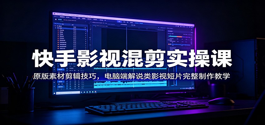 快手影视混剪实操课：原版素材剪辑技巧，电脑端解说类影视短片完整制作教学-shxbox省心宝盒