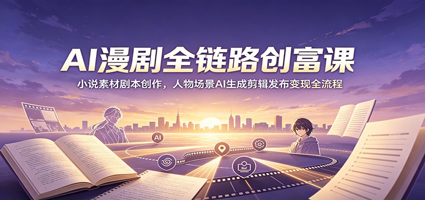 AI漫剧全链路创富课：小说素材剧本创作，人物场景AI生成剪辑发布变现全流程-shxbox省心宝盒