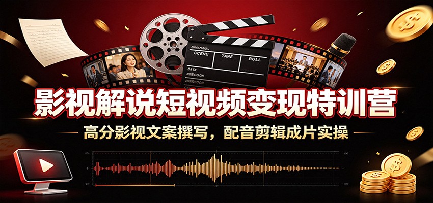 影视解说短视频变现特训营：高分影视文案撰写，配音剪辑成片实操-shxbox省心宝盒