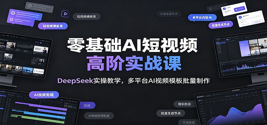零基础AI短视频高阶实战课：DeepSeek实操教学，多平台AI视频模板批量制作-shxbox省心宝盒
