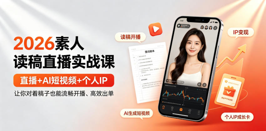 2026素人读稿直播实战课｜直播+AI短视频+个人IP，让你对着稿子也能流畅开播、高效出单-shxbox省心宝盒