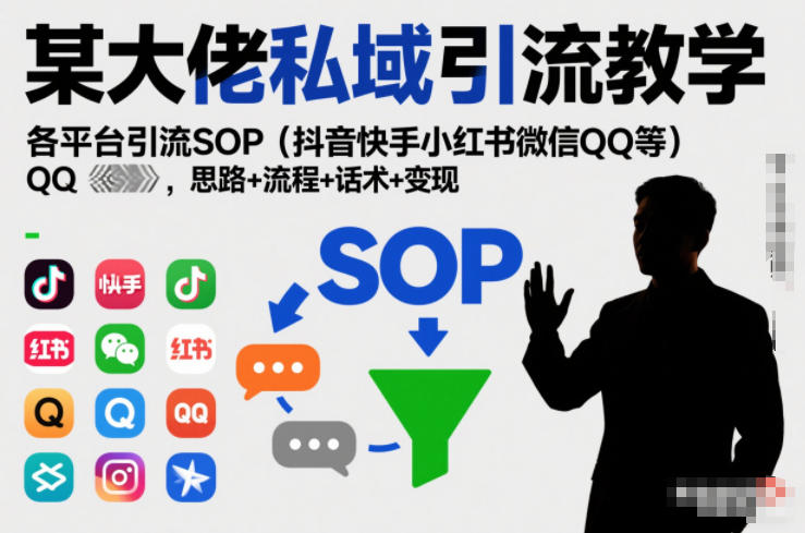某大佬私域引流教学，各平台引流SOP(抖音快手小红书微信QQ等)，思路+流程+话术+变现(更新0708)-shxbox省心宝盒