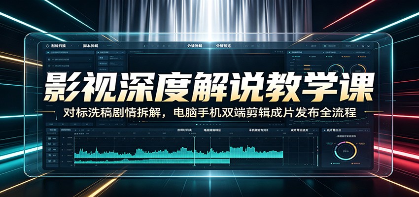 影视深度解说教学课：对标洗稿剧情拆解，电脑手机双端剪辑成片发布全流程-shxbox省心宝盒