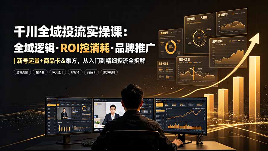 千川全域投流实操课：全域逻辑·ROI控消耗·品牌推广｜新号起量+商品卡&乘方，从入门到精细控流全拆解-shxbox省心宝盒