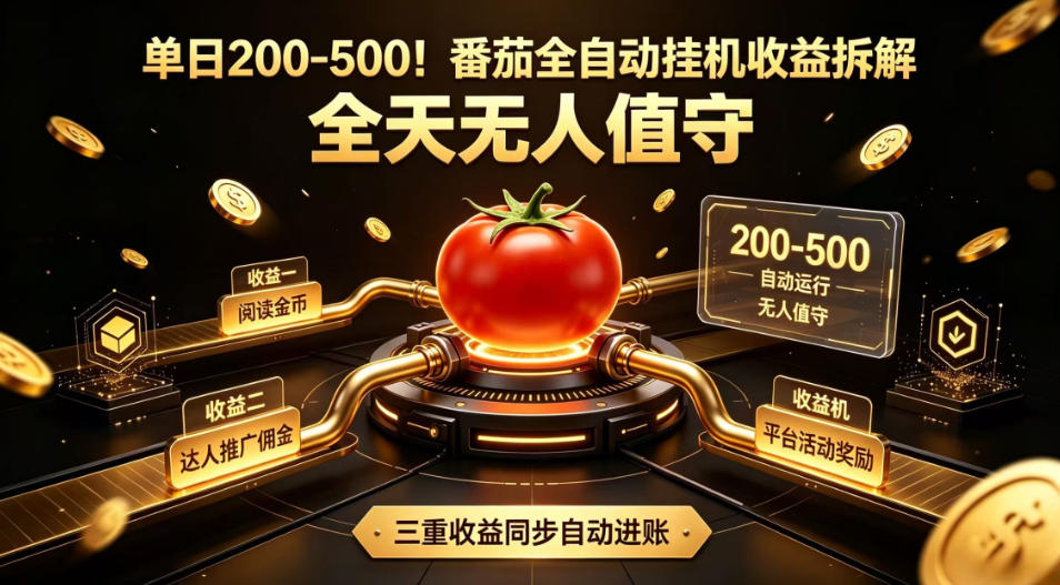 单日200-500！番茄全自动挂G收益拆解，全天无人值守，矩阵操作收益翻倍【揭秘】-shxbox省心宝盒