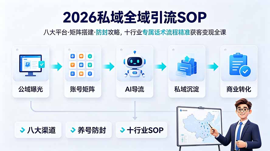 2026私域全域引流SOP｜八大平台·矩阵搭建·防封攻略，十行业专属话术流程精准获客变现全课-shxbox省心宝盒