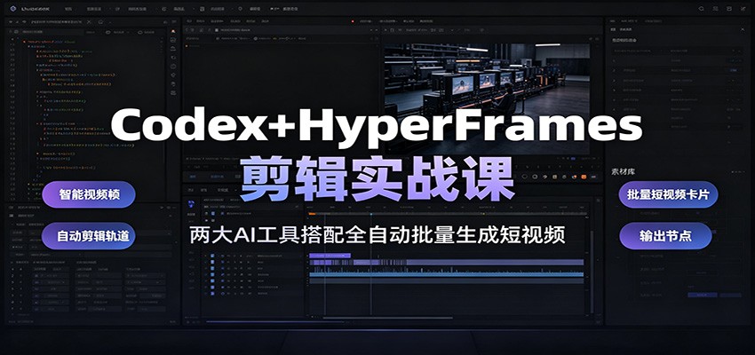 Codex+HyperFrames剪辑实战课：两大AI工具搭配全自动批量生成短视频-shxbox省心宝盒