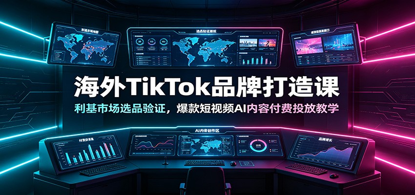 海外TikTok品牌打造课：利基市场选品验证，爆款短视频AI内容付费投放教学-shxbox省心宝盒