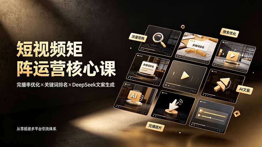 短视频矩阵运营核心课：完播率优化×关键词排名×DeepSeek文案生成，从零搭建多平台引流体系-shxbox省心宝盒