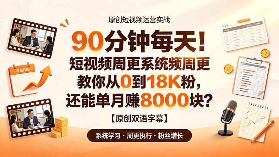 90 分钟每天！短视频周更系统教你从 0 到 18K 粉，还能单月赚 8000 块？【原创双语字幕】-shxbox省心宝盒
