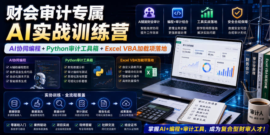 财会审计专属AI实战训练营｜AI协同编程+Python审计工具箱+Excel VBA加载项落地(更新0710)-shxbox省心宝盒