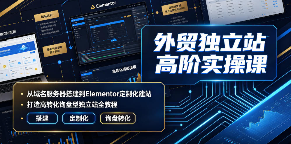 外贸独立站高阶实操课｜从域名服务器搭建到Elementor定制化建站，打造高转化询盘型独立站全教程-shxbox省心宝盒