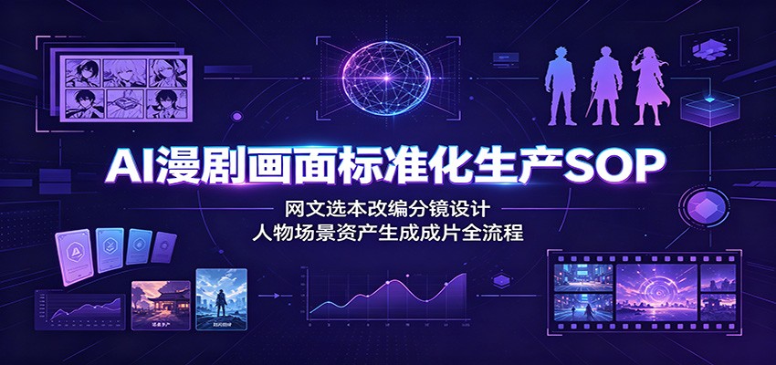 AI漫剧画面标准化生产SOP：网文选本改编分镜设计，人物场景资产生成成片全流程-shxbox省心宝盒