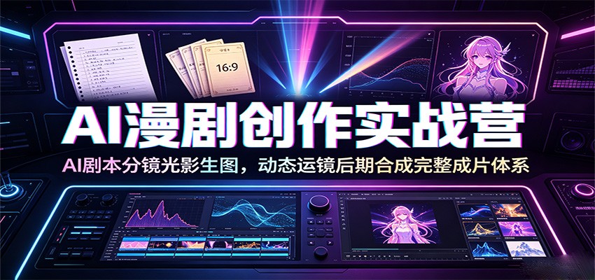 AI漫剧创作实战营：AI剧本分镜光影生图，动态运镜后期合成完整成片体系-shxbox省心宝盒