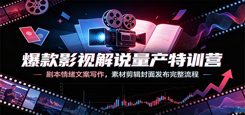 爆款影视解说量产特训营：剧本情绪文案写作，素材剪辑封面发布完整流程-shxbox省心宝盒