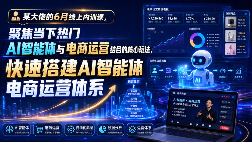 某大佬的6月线上内训课，聚焦当下热门AI智能体与电商运营结合的核心玩法，快速搭建AI智能体电商运营体系-shxbox省心宝盒