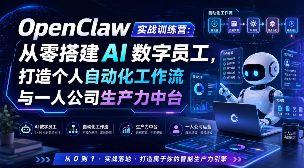 OpenClaw实战训练营：从零搭建AI数字员工，打造个人自动化工作流与一人公司生产力中台-shxbox省心宝盒