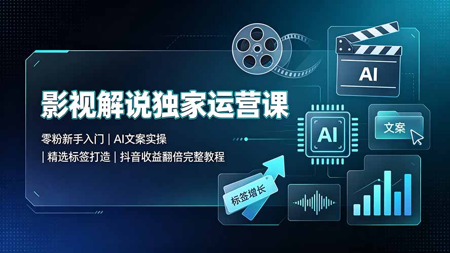 影视解说独家运营课：零粉新手入门｜AI文案实操｜精选标签打造｜抖音收益翻倍完整教程-shxbox省心宝盒