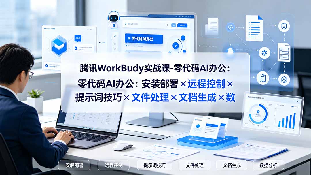 腾讯WorkBuddy实战课-零代码AI办公：安装部署×远程控制×提示词技巧×文件处理×文档生成×数据分析-shxbox省心宝盒
