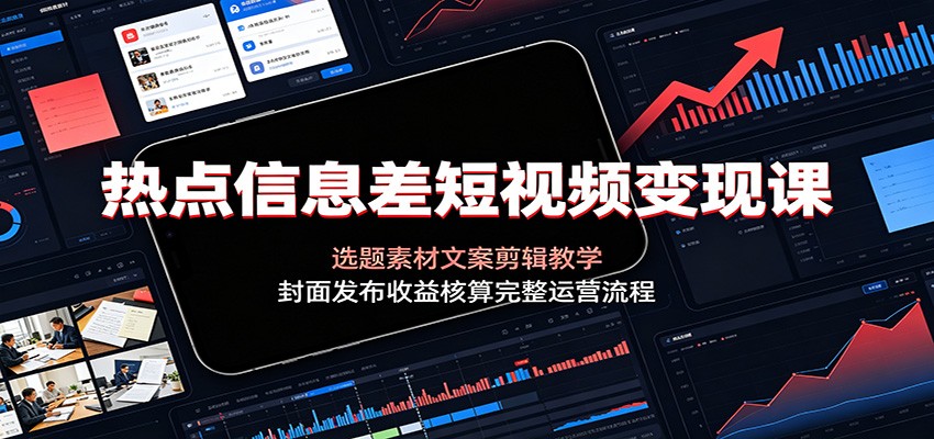 热点信息差短视频变现课：选题素材文案剪辑教学，封面发布收益核算完整运营流程-shxbox省心宝盒