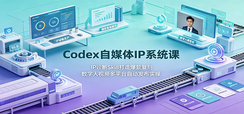 Codex自媒体IP系统课：IP诊断Skill打造爆款复刻，数字人视频多平台自动发布实操-shxbox省心宝盒