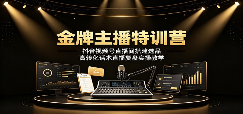 金牌主播特训营：抖音视频号直播间搭建选品，高转化话术直播复盘实操教学-shxbox省心宝盒