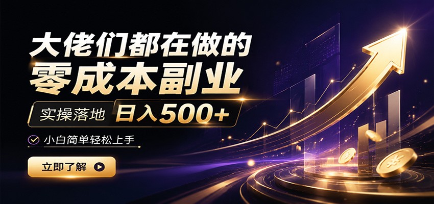 大佬们都在做的零成本副业，实操落地日入500+，小白一秒上手-shxbox省心宝盒