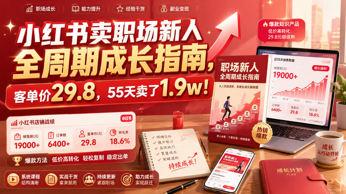 小红书卖职场新人全周期成长指南，客单价29.8，55天卖了1.9w！-shxbox省心宝盒