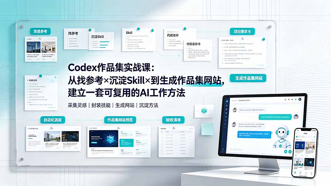 Codex作品集实战课：从找参考×沉淀Skill×到生成作品集网站，建立一套可复用的AI工作方法-shxbox省心宝盒