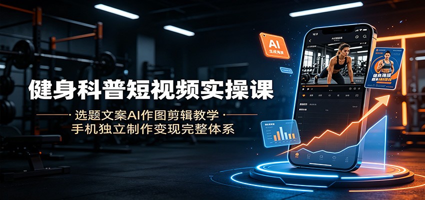 健身科普短视频实操课：选题文案AI作图剪辑教学，手机独立制作变现完整体系-shxbox省心宝盒