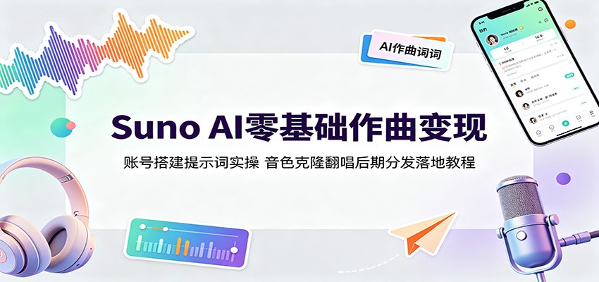 Suno AI零基础作曲变现：账号搭建提示词实操，音色克隆翻唱后期分发落地教程-shxbox省心宝盒