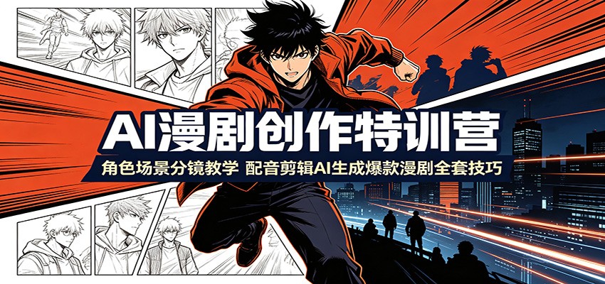 AI漫剧创作特训营：角色场景分镜教学，配音剪辑AI生成爆款漫剧全套技巧-shxbox省心宝盒