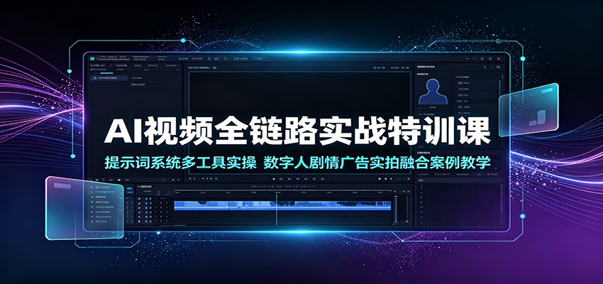 AI视频全链路实战特训课：提示词系统多工具实操，数字人剧情广告实拍融合案例教学-shxbox省心宝盒