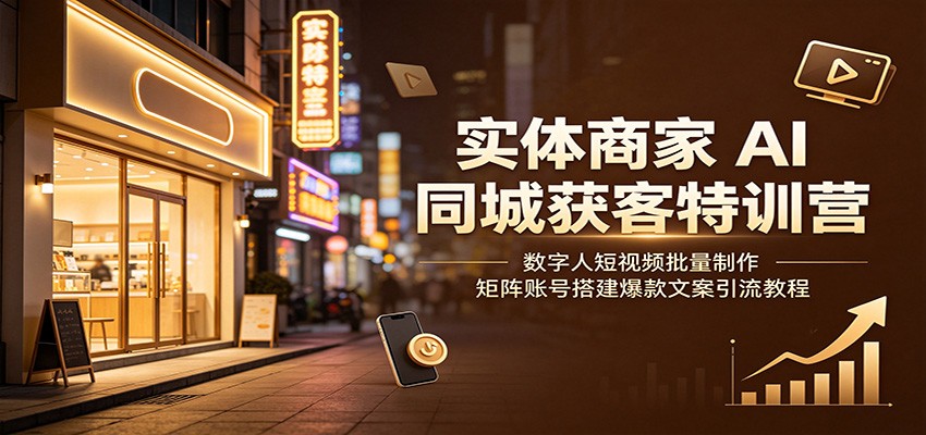实体商家AI同城获客特训营:数字人短视频批量制作,矩阵账号搭建爆款文案引流教程-shxbox省心宝盒