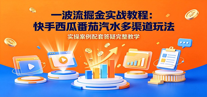 一波流掘金实战教程：快手西瓜番茄汽水多渠道玩法，实操案例配套答疑完整教学-shxbox省心宝盒