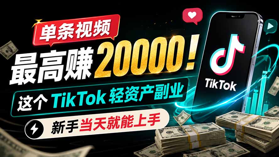 单条视频最高赚 20000！这个 TikTok 轻资产副业，新手当天就能上手-shxbox省心宝盒