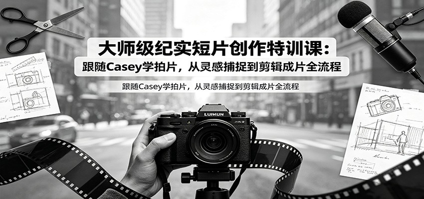 大师级纪实短片创作特训课:跟随Casey学拍片,从灵感捕捉到剪辑成片全流程-shxbox省心宝盒