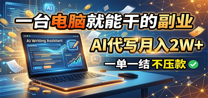 一台电脑就能干的副业,AI代写月入2W+,一单一结不压款-shxbox省心宝盒