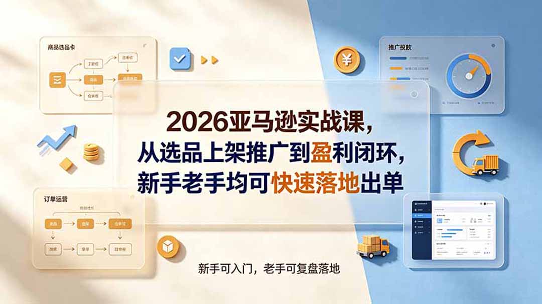2026亚马逊实战课,从选品上架推广到盈利闭环,新手老手均可快速落地出单-shxbox省心宝盒