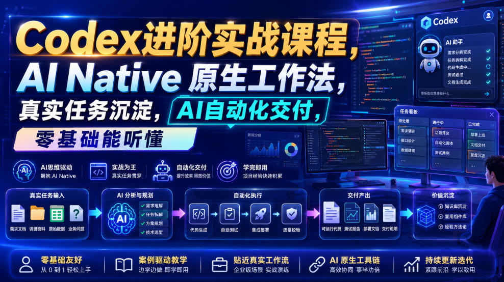 Codex进阶实战课｜AI Native原生工作法，22节真实任务落地，从配置到AI自动化交付全链路教程-shxbox省心宝盒