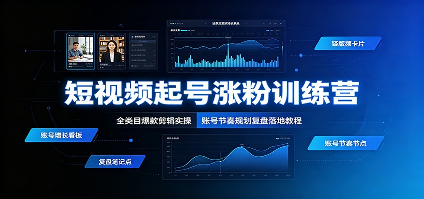 短视频起号涨粉训练营：全类目爆款剪辑实操，账号节奏规划复盘落地教程-shxbox省心宝盒