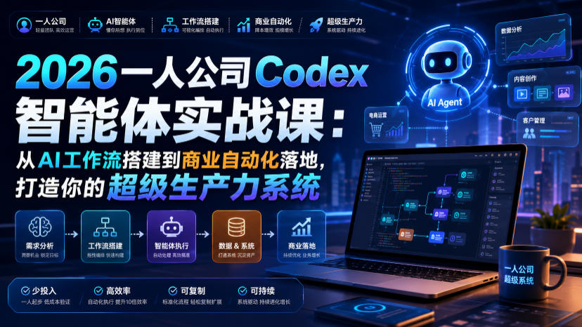 2026一人公司Codex智能体实战课：从AI工作流搭建到商业自动化落地，打造你的超级生产力系统-shxbox省心宝盒