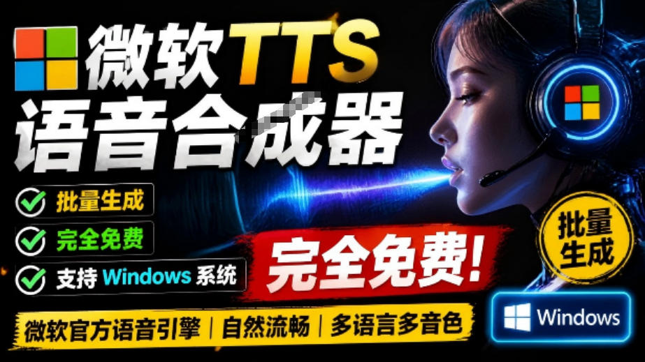 微软TTS免费语音配音生成器，完全免费，支持多语音、多音色选择，Windows系统专用TTS语音合成器-shxbox省心宝盒