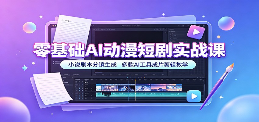 零基础AI动漫短剧实战课：小说剧本分镜生成，多款AI工具成片剪辑教学-shxbox省心宝盒