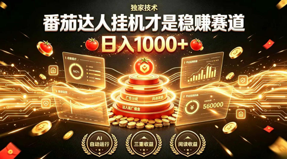 别再瞎找副业！番茄达人挂G才是稳賺赛道，日入1000+，全程傻瓜式操作，可矩阵放大【揭秘】-shxbox省心宝盒