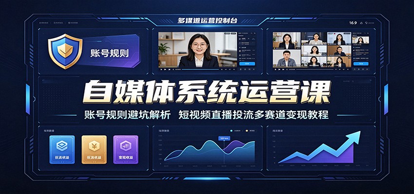 自媒体系统运营课：账号规则避坑解析，短视频直播投流多赛道变现教程-shxbox省心宝盒