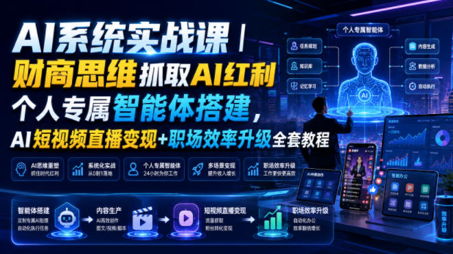 AI系统实战课｜财商思维抓取AI红利｜个人专属智能体搭建，AI短视频直播变现+职场效率升级全套教程-shxbox省心宝盒