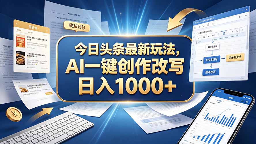 今日头条最新玩法，AI 一键创作改写，简单易上手，轻松日入 1000 +-shxbox省心宝盒